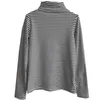 Women Autumn Turtleneck Striped T Shirts Long Sleeve Casual T Shirt Women Clothes Slim Fashion Tops 210819