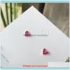 Jewelryrose Gold Color Cubic Zirconia Heart Shaped Stud Earrings For Women Wedding Bridal Party Jewelry Gift Pendiente Drop Delivery 2021 Zp