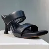 Summer Red High Heel Bread Slippers Leather Square Toe Outer Wear Slipper Fashion Female Dress Shoes