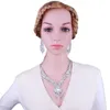 Orecchini per collana a forma di piuma con strass in cristallo bianco placcato argento Set di gioielli da sposa africani