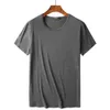 快適なメンズクルーネック竹繊維ビスコースアンダーシャツブラックホワイトグレー半袖Tシャツ男性夏トップスプラスサイズ4xL 210707
