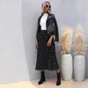 İlkbahar Yaz Kadın Orta Uzunlukta Pileli Nokta Yüksek Belli Etek Boho Ofis Bayan Rahat Gevşek Siyah Kadın Giyim Etekler