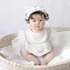 Sommar Short-Sleeved Sweet Romper Baby Girl Princess Bodysuits Kläder 210515