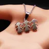 3 Girls Love Family Necklace Stainless Steel Parent Child Girl Pendant Necklaces Jewelry Women Accessories Gift NN510S01