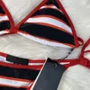 2021 Retro Striped Badeanzug Sling Verband Strandanzug Brief Print Badebekleidung Sommerferienkleidung bereit für Ship2314