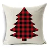 Christmas Decorations Santa Winter Deer Tree Decor Home Linen Cushion Cover 45*45cm Red Scottish Plaid Merry Pillow Covers