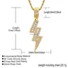 UPDATE Cubic Zirconia 18k Gold Flash Lightning Necklace Jewelry Set Diamond Pendant Hip Hop Necklaces Bling Jewelry for Women Men Stainless Steel Chain
