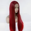 Vermelho sintético lacefrontal peruca simulação cabelo humano lace dianteira perucas 12 ~ 26 polegadas sedoso steio pelucas 18123-1557