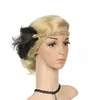 Accessori per capelli Fascia con paillettes con strass neri e perline Fascia per capelli vintage Gatsby anni '20 Copricapo da donna Flapper Feather