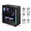 GAMEKM Desktop Computer Case ATX/M-ATX/ITX Acrylic Side Panel Water Cooling Dustproof RGB Gaming PC Shell for - Black