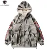 Aolamegs Gothique Punk Graffiti Épaissir Zipper Manteau Veste D'hiver Hommes Lâche Confortable High Street Style Polaire À Capuche Streetwear 211214