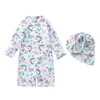 Traje de baño de unicornio Estampado de arco iris Trajes de baño para niños Traje de baño para niñas Traje de baño para niños 1-6y en general con gorra