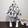 Toddler Boy Cute Panda Full Print Clothing Set Pocket Pullover Tops+ Pants 2PCS Sets Kids Spring Autumn Causal Tracksuit 211020