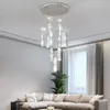 Grande luxo K9 cristal conduzido lustre lustre luminária anéis dimond pingente pendurado lâmpada interior escada corredor e14 cromo cristral candelabros