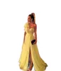 2022 New Yellow Tulle Long Prom Dresses 어깨 연인 측면 슬릿 바닥 길이 이브닝 가운 여성 파티 공식적인 드레스 6269648