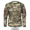 Mege Brand Clothing Autumn Spring Men Manga Longa Tática Camuflagem T-shirt camisa masculina Secagem Rápida Camisa Militar do Exército 220312