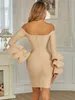 Women Sexy Designer Long Sleeve Nude Bandage Dress Elegant Celebrity Chic Evening Party Vestido 210527