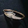 Bracciale europeo trendy con zirconi cubici con anello Gioielli da sposa di lusso a mano Braccialetti con polsini aperti Regali adorabili per le donne Q0720