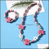 Ohrringe Halskette Schmuck Sets Kinder Kinder Mädchen Armband Set Cartoon Tier Blume Holz Perlen Geburtstag Party Geschenk Drop Lieferung 2021 x1