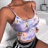 Seksi Ince Sling Melek Baskı Yaz Kaşkorse kadın Streetwear Kısa Kırpılmış Göbek Sütyen Top 210607