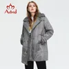 Astrid Winter Jacket Women Fur Collar Faux Tops Fashion Plus Size Parka Płaszcz Wiatroodporny Park Kapturze AT-10057 211013