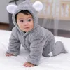 Jacken Winterkleidung Baby Kapuzenspielanzug Fleece Ohren Geborene Jungen Mädchen Overall Wraps Füßiger Mantel Oberbekleidung Säuglingskleidung