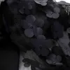 女性の黒いボディコンのドレスパッチワークスルースリーブのアップリケエレガントなオフィスレディースワークヴェスティドの上品な控えめな210416