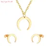 Örhängen Halsband LuxukissksDs Gold Moon Dubai Afrikanska Bröllop Bröllop Smycken för kvinnor Rostfritt Stål Örhängen Smycken
