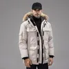 Winter Outdoor Freizeit Sport Daunenjacke, weiße Ente, winddicht, Parker, lange Lederkragenkappe, warm, echtes Wolfsfell, stilvoll, klassisch, Abenteuer-Wintermäntel, YF01