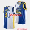 Zszyty Stephen Curry #30 Split Icon Association Ikona Biała Blue Jersey Dodaj dowolny numer nazwiska