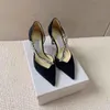 [Original Box] Elegant Klänning Skor Bee Sandaler Pekade Toe Kvinnors Strass Strapy High Heels Lady Pumps Slippers Ladies Comfort Walking Shoe EU35-43