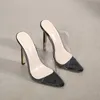 Scarpe eleganti Ciabatte da donna trasparenti in PVC Ciabatte aperte Sandali da donna Tacchi alti Décolleté sexy Discoteca Stripper Donna