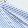 Women Fashion Long Sleeve Striped Print Side Split Casual Shirt Dress Office Ladies Chic Breasted Business Vestido DS8228 210420