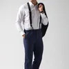 Vintage Suspenders for Men 35cm Width Button End Black Leather Trimmed Y Back Adjustable Elastic Trouser Braces Strap Belt297I