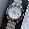 Classic Br Men Mens Quartz Watch Chronograph Movement Movees Watches 46mm Black Dial 316L Mesh Milanese Silver Steel Bracelet Master132750083