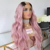 Ombre Pink Body Wave U Part Perukę ludzkie włosy peruki blondynki Środkowe otwarte peruki dla kobiet wklejające 180 gęstości włosy