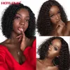 Curly Short Bob Wigs Brazilian Human Hair Wig T Part Lace Front Wigs Water Wave Hair For Women Pre Plucked With Baby Hair 150%factory direct