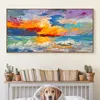 Bunte abstrakte Kunst, Wolken, Meer, Gemälde, Wandbilder für Wohnzimmer, Poster und Drucke, Ölgemälde auf Leinwand, 8642983