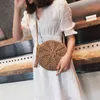 HBP Non-Brand Korean Fashion Straw Woven Women's Circular Knitting Beach Bag Tassel One Shoulder Messenger 1 Sport.0018