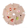 أكياس الكتان عيد الميلاد مع اربطة عيد الميلاد الخيش هدية حقيبة الجوت الرباط 8 تصاميم ثلج، سانتا كلوز، البطريق والغزلان