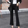 Outono moda calça de renda coreana plus tamanho 4xl sino calças de fundo tornozelo-comprimento magro cintura alta flare 6525 50 210508
