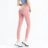 Kvinnor Leggings Sweatpants Yoga Byxor Flickor Jogger Spandex Fitness Sport Running Buffed Nake Side Pocket Peach Hip Tight Capris