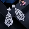 Hoge kwaliteit kubieke zirkonia stenen sieraden zilveren kleur 5 cm lange grote bloeiende CZ oorbellen voor vrouwen CZ311 210714