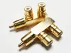 Audio-Anschlüsse, goldener 90-Grad-Winkel-RCA-AV-Splitter-Stecker-Adapter, Stecker auf Dual-Buchse, Adapter/2 Stück