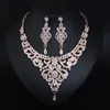 Bruiloft sieraden set strass crystal ketting choker en drop oorbellen accessoires voor vrouwen bruids luxe feest cadeau