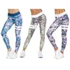 Vente Impression numérique taille haute leggings décontractés feuille dame sport yo-ga neuf pantalons mode fitness 211204