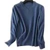 Maglione con scollo a V da donna in lana merino al 100% Autunno Inverno Caldo maglione lavorato a maglia morbida Femme Jumper Cashmere 211011