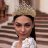 Luxury Dubai Arabic Bridal Headpieces Crowns Sparkly Rhinestone Brides Wedding Hair Accessories Hair Band Women Tiara Queen Prom Jewelry AL7805