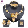 Dubai Gold Bridal Crystal Ketting Sieraden Set Merk Nigeriaanse Bruiloft Vrouw Accessoires Verklaring Sieraden Set H1022