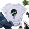 Cotton T-Shirts for Women Graphic Tees Printed Shirt Short Sleeve Summer Tops Casual Clothes Ice Cream Planet Galaxy Stars Moon Y0621